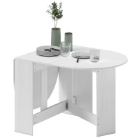 HOMCOM Mesa de Cozinha Dobrável Mesa de Jantar Dobrável Ovalada com Laterais Abatíveis Estilo Moderno 163x80x75 cm Branco(m-11)