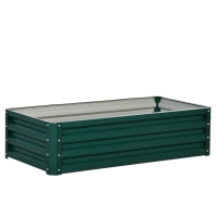 Outsunny Jardinera Elevada Rectangular de Acero Galvanizado para Cultivar Plantas Flores Hierba 120x60x30,5 cm Verde