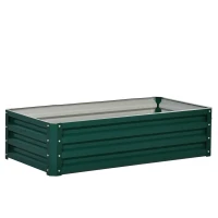 Outsunny Jardinera Elevada Rectangular de Acero Galvanizado para Cultivar Plantas Flores Hierba 120x60x30,5 cm Verde(m-1)