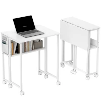 HOMCOM 63 cm Drop Leaf Writing Work Desk - White(m-10)
