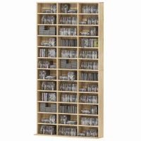 HOMCOM Rangements pour CD et DVD, étagère rangement 1116 CD/528 DVD, 36 compartiments et étagères réglables, chêne(m-1)