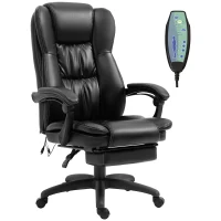 Vinsetto Scaun de birou, Scaun directorial, Scaun pivotant, cu functie de masaj, functie de inclinare, piele artificiala, spuma, plastic PP, nailon, negru, 68,5 x 68,5 x 119-127 cm(m-11)