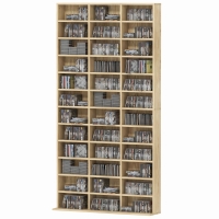 HOMCOM CD- und DVD-Aufbewahrung, Bücherregal Regal 1116 CD/528 DVD, 36 Fächer und verstellbare Regale, Eiche