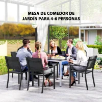 Outsunny Mesa de Comedor de Jardín para 4-6 Personas con Superficie de Listones Estructura de Aluminio y Acero 120x90x72 cm Negro(m-5)