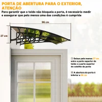 Outsunny Marquise de Proteção 200x96 cm Marquise Exterior para Portas e Janelas contra o Sol e Chuva com Suporte de PP Policarbonato Marrom(m-7)