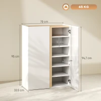 HOMCOM Armoire à chaussures avec fermeture en douceur, design à six niveaux sans poignées, jusqu'à 18 paires, pour couloir, entrée, bois, Blanc(m-3)