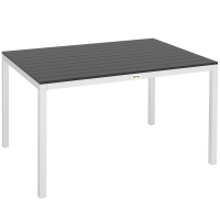 Outsunny Mesa de Comedor de Jardín para 4-6 Personas con Superficie de Listones Estructura de Aluminio y Acero 120x90x72 cm Negro