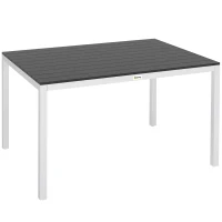 Outsunny Mesa de Comedor de Jardín para 4-6 Personas con Superficie de Listones Estructura de Aluminio y Acero 120x90x72 cm Negro(m-1)
