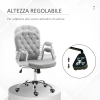 HOMCOM Sedia da Ufficio in Stile contemporaneo con Altezza Regolabile e Ruote Girevoli, 60x61x95105 cm, Grigia(m-4)