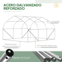 Outsunny Invernadero de Túnel 347x300x200 cm Invernadero de Jardín con Puerta y 6 Ventanas Estructura de Acero Galvanizado Verde(m-6)