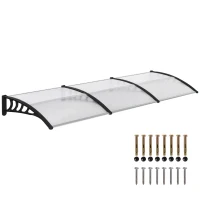 Outsunny Marquise de Proteção 303x96 cm Marquise Exterior para Portas e Janelas com Suporte Liga de Alumínio Policarbonato Transparente(m-10)