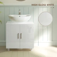 HOMCOM Bathroom Under Sink Cabinet for Basin without or with Pedestal - High Gloss White(m-6)