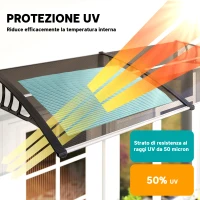 Outsunny Pensilina da Esterno per Finestre e Porte, in Policarbonato e Alluminio, 200x96x27cm, Marrone(m-4)