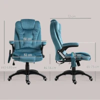 Vinsetto Cadeira de Escritório com 6 Pontos de Massagem Reclinável até 130° com Função de Aquecimento 68x72x110-120 cm Azul(m-3)