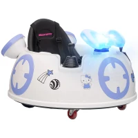 AIYAPLAY Hello Kitty Kids Ride on Bumper Car with Remote Control, Two Joysticks, Music, Lights, Safety Belt, White(m-1)