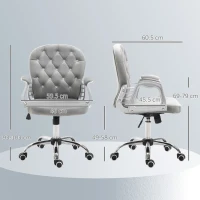 HOMCOM Sedia da Ufficio in Stile contemporaneo con Altezza Regolabile e Ruote Girevoli, 60x61x95105 cm, Grigia(m-3)
