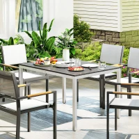 Outsunny Mesa de Comedor de Jardín para 4-6 Personas con Superficie de Listones Estructura de Aluminio y Acero 120x90x72 cm Negro(m-9)