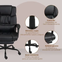 Vinsetto Silla de Oficina con Masaje de 6 Puntos Respaldo Alto Reclinable Altura Ajustable Reposapiés y Mando a Distancia Negro(m-8)