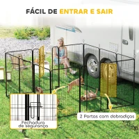 PawHut Parque para Cães com 12 Painéis Recinto para Animais de Estimação Modular com 2 Portas 80x120 cm Preto(m-5)
