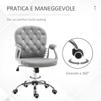 HOMCOM Sedia da Ufficio in Stile contemporaneo con Altezza Regolabile e Ruote Girevoli, 60x61x95105 cm, Grigia(m-7)