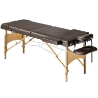 HOMCOM Marquesa de Massagem Dobrável Portátil com Altura Ajustável Apoio de Cabeça Apoios de Braços Acolchoados 215x60x64-89 cm Marrom(m-1)