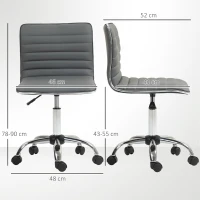 HOMCOM Silla de Escritorio sin Brazos Giratoria con Altura Ajustable Silla para Estudio Tapizada en PU Carga 120 kg Gris Oscuro(m-3)