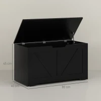 HOMCOM 100L Home Storage Box, with Safety Hinges - Black Wood-Effect(m-3)