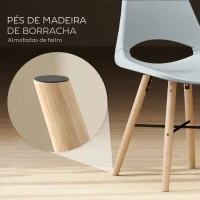 HOMCOM Conjunto de 2 Cadeiras de Jantar de Plástico Cadeiras de Cozinha Modernas com Encosto Curvado  47x49x84 cm Cinzento(m-5)