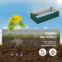 Outsunny Jardinera Elevada Rectangular de Acero Galvanizado para Cultivar Plantas Flores Hierba 120x60x30,5 cm Verde(m-5)