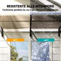 Outsunny Pensilina da Esterno per Finestre e Porte, in Policarbonato e Alluminio, 200x96x27cm, Marrone(m-6)