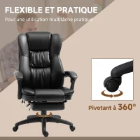 Vinsetto Fauteuil de bureau massant, chaise de bureau avec hauteur réglable, dossier inclinable et télécommande filaire, noir(m-7)