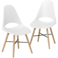 HOMCOM Conjunto de 2 Cadeiras de Jantar de Plástico Cadeiras de Cozinha Modernas com Encosto Curvado  47x49x84 cm Branco(m-10)