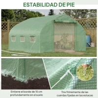 Outsunny Invernadero de Túnel 347x300x200 cm Invernadero de Jardín con Puerta y 6 Ventanas Estructura de Acero Galvanizado Verde(m-7)