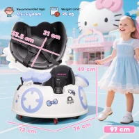 AIYAPLAY Hello Kitty Kids Ride on Bumper Car with Remote Control, Two Joysticks, Music, Lights, Safety Belt, White(m-3)