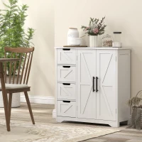 HOMCOM Meuble de salle de bain, meuble de rangement, avec 4 tiroirs, 1 placard, pour petits espaces, 81,2 x 30 x 83,8 cm, blanc(m-9)