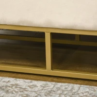 HOMCOM Banco de Armazenamento Botões decorativos Aparência de Pelúcia Pés de Aço Dourados 110x47x46,5 cm(m-4)