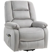 HOMCOM Poltrona de Levantamento com Função de Massagem 90x93x110 cm Cinza Claro(m-6)