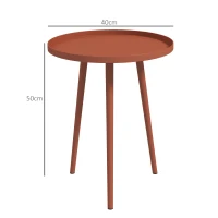 Outsunny Mesa de Jardim Redonda Mesa de Apoio Exterior com Borda Arredondada em Aço Ø40x50 cm Vermelho(m-3)