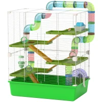 Pawhut Grande Gaiola para Hamsters Gaiola para Roedores 5 Níveis com Túneis Bebedouro Roda Casinha Escadas(m-7)