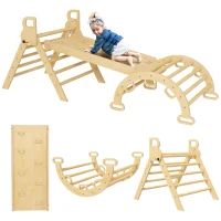Aiyaplay 5 em 1 Triângulo Arco de Escalada para Crianças com Triângulo de Escalada Escorrega Reversível Baloiço(m-6)