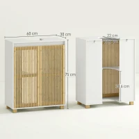 HOMCOM Móvel para Lavatório Banheiro Armário com Portas Vazadas em Bambu 60x30x75 cm Efeito Madeira Natural(m-3)