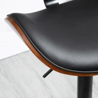 HOMCOM Conjunto de 2 Cadeiras de Bar Taburete com Altura Ajustável Revestimento Sintético 53x52x92-112 cm Preto(m-4)