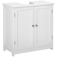 Kleankin Móvel de Banheiro Embaixo da Pia Móvel Sob a Pia Armário de 2 Portas com Prateleira 60x30x60 cm em Madeira Branca(m-6)