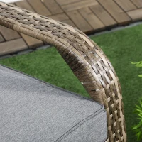 Outsunny Cadeira de Jardim Adironrack com Braços em Vime e Aço 64x80x90 cm Marrom e Cinza(m-3)