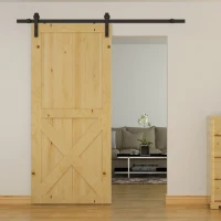 HOMCOM Kit de Porta de Correr Sistema Embutido para Porta com 35-45 Mm e Largura Máx de 1 m Carga Máxi 100 Kg Aço Marrom Escuro(m-2)