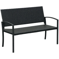 Outsunny Banc de jardin 2 places style cosy chic résine tressée 4 fils imitation rotin noir