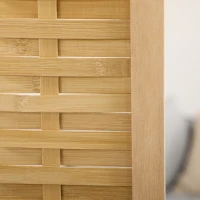 HOMCOM Biombo em Madeira Separador de Ambientes Biombo de Separação Dobrável 4 Painéis em Bambu 160x170 cm Natural Claro(m-4)