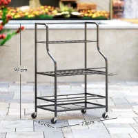 Outsunny Organizador de Ferramentas de Jardim Suporte de Ferramentas de Jardim 54 Espaços 5 Ganchos em Aço com Rodas 3 Níveis Preto(m-3)