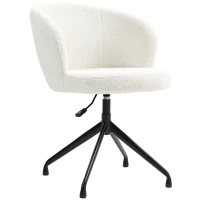 HOMCOM Cadeira de Escritório Ergonómica Assento Giratório Altura Ajustável Capacidade 120 Kg Revestimento Tecido Bouclé Branco(m-7)