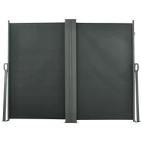 Outsunny Duplo Toldo Lateral Biombo Tela Retrátil 6x1,60 m Poliéster Anti UV Cinza(m-6)